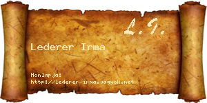 Lederer Irma névjegykártya